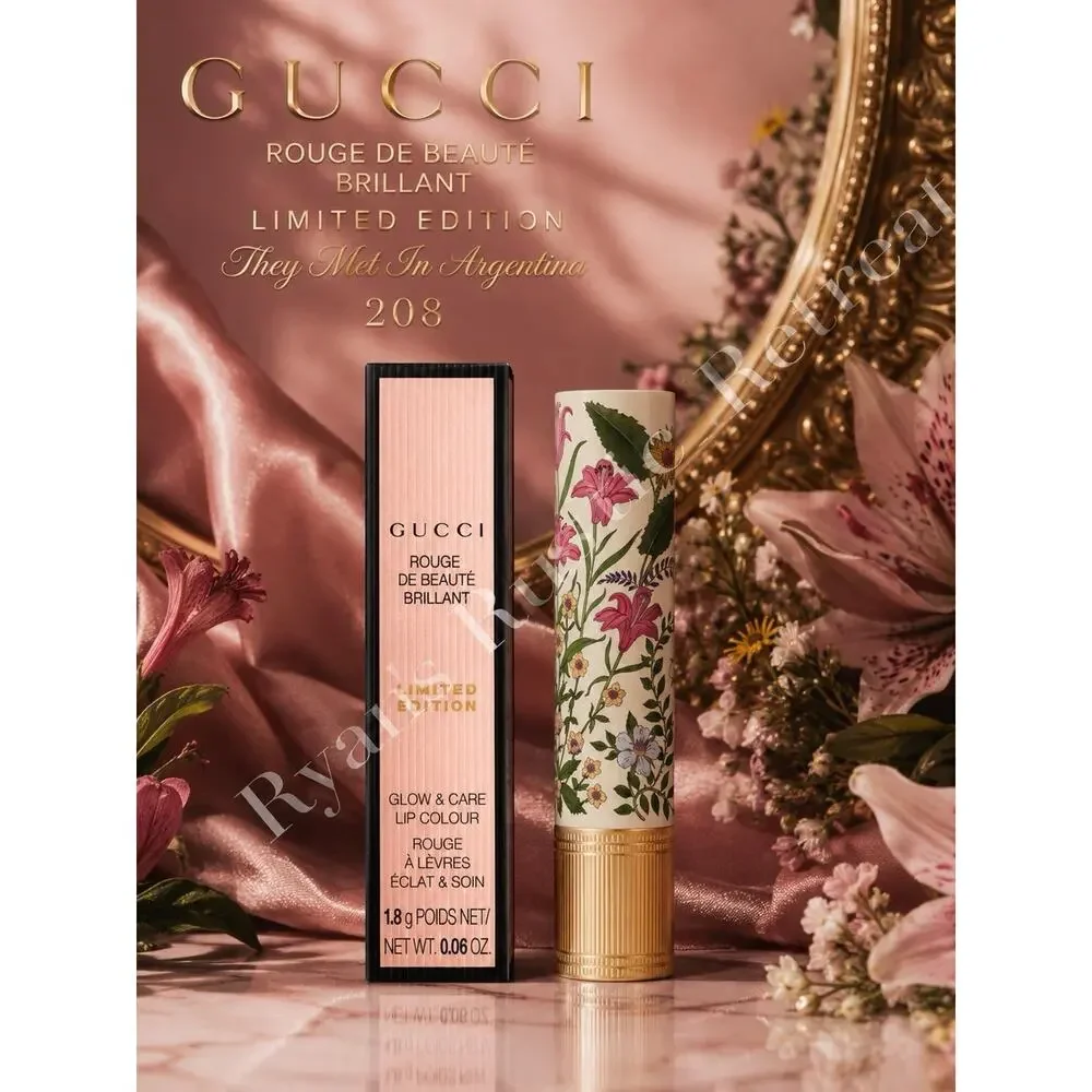 Gucci Rouge de Beauté Brillant 208 They Met In Argentina Limited Ed. Lipstick
